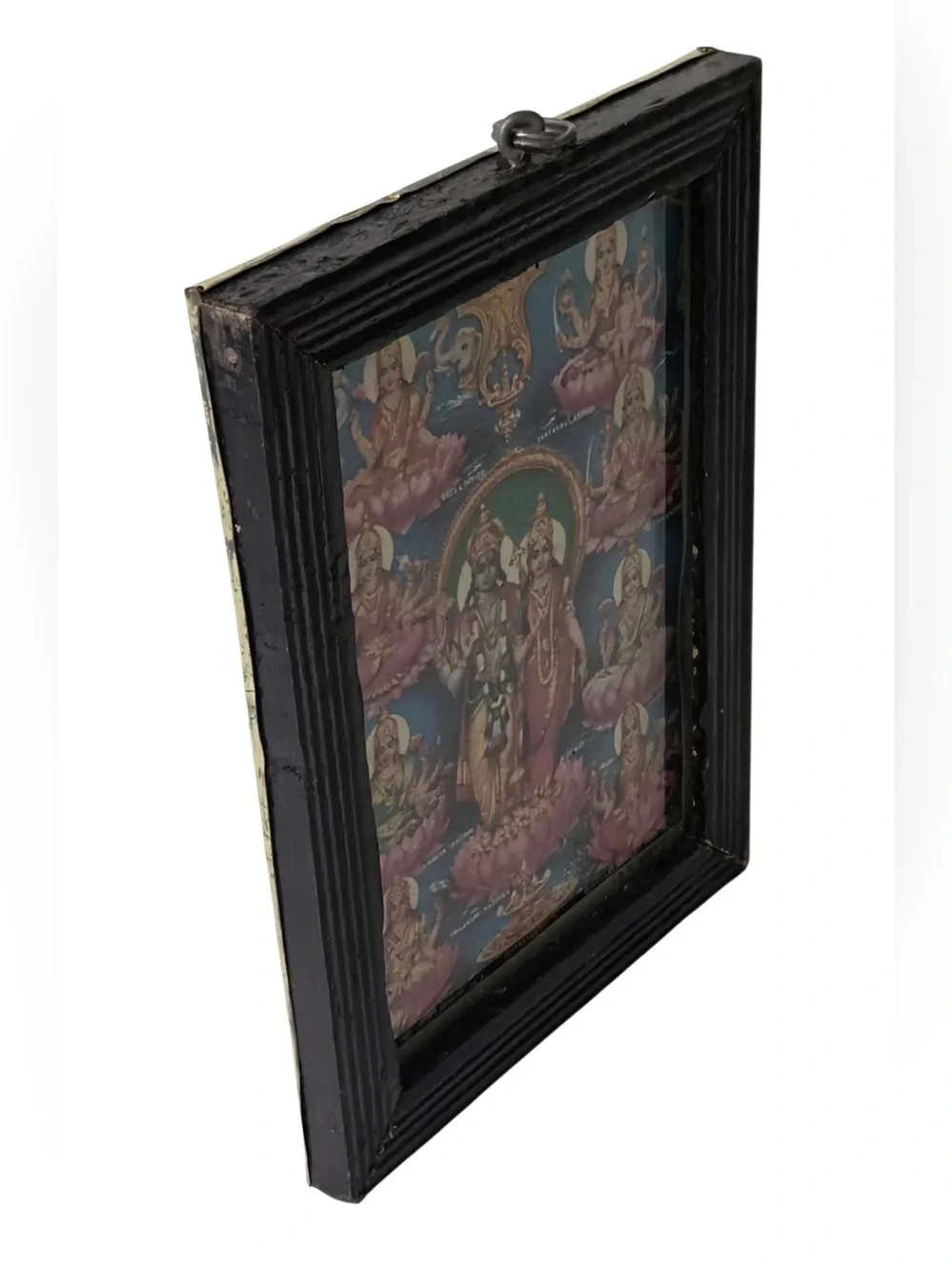 VTG Hindu Religious Framed Print Lakshmi Vishnu Devotional Wall Hanging India
